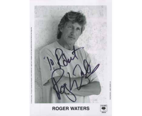 Roger Waters signed 10 x 8 inch Columbia records photo, slight crease to lower RH. Good condition. All autographs come with a