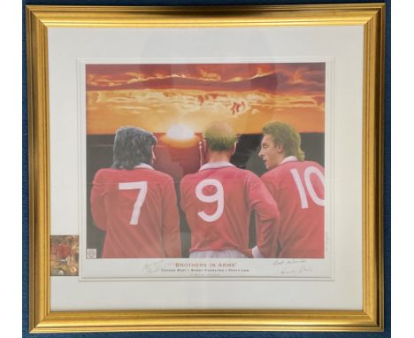 Manchester United Legends George Best, Denis Law and Bobby Charlton 30x28 mounted and framed stunning limited edition Brother
