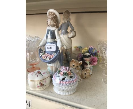 Nao and Spanish figures and some china posies 