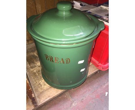 A ceramic bread crock 