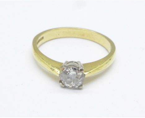 An 18ct gold, diamond solitaire ring, approximately 0.48 carat diamond weight, 3.0g, L