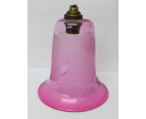 A Victorian cranberry glass light fitting