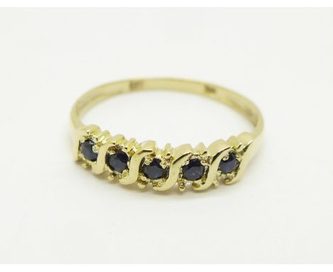 A 9ct gold, sapphire and diamond ring, 1.1g, O