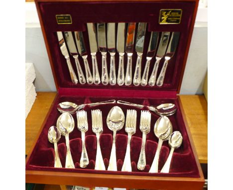 A canteen of silver plated cutlery, the knife blades marked Cooper Ludlam, Sheffield, forty-four pieces in total