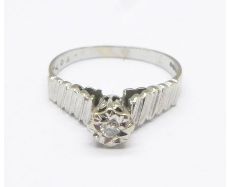 A 9ct white gold and diamond ring, 2.3g, N