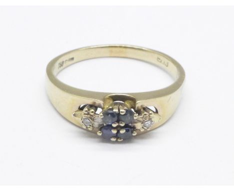 An 18ct gold, diamond and sapphire ring, 3.2g, Q