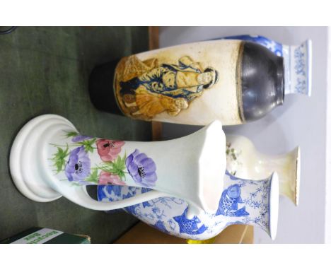 Five assorted vases including E. Radford and Bretby
