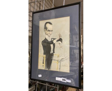 SIGNED PRINT BY RONALD SERLE ''THE CONDUCTOR'' FRAMED &amp; GLAZED - 33.5 CMS (H) X 21 CMS (W) PICTURE ONLY APPROX 