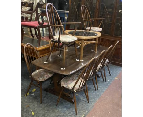 ERCOL DINING TABLE &amp; 8 CHAIRS