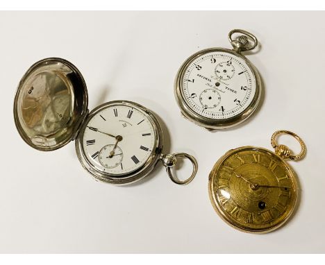 THREE POCKET WATCHES TO INCLUDE A ROUND PILLAR VERGE C1830