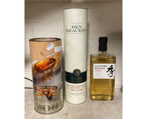 BEN BRACKEN SINGLE MALT WHISKEY , SUNTORY WHISKY &amp; A BOTTLE OF CHIVAS REGAL