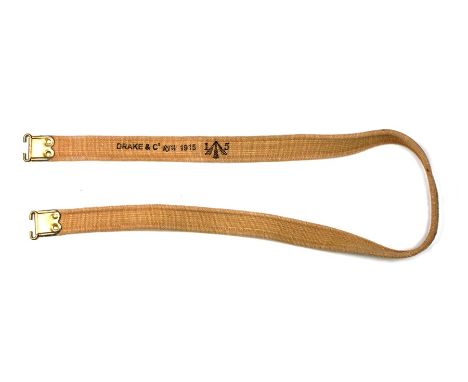 An unissued 08 Pattern .303 Rifle sling. Marked to the reverse with the War Department arrow and DRAKE &amp; Co. RTW 1915. 