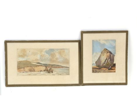 Early 20th century school - Seascape - watercolour, 18 by 9cm (7 by 3.5ins); together with another watercolour painting depic