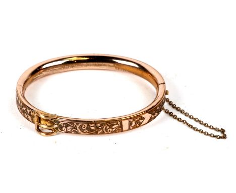 A Victorian rolled gold buckle bangle