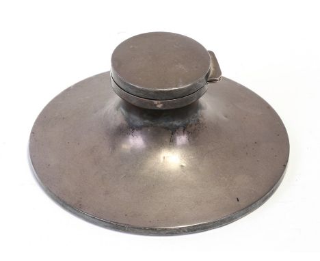 A large silver Capstan inkwell, Birmingham 1924, 16cm (6.25ins) diameter 