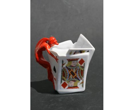 A Royal Bayreuth Bermuda devil playing card cream jug, 9cm (3.5ins) high Condition Reporthairline crack running down from und