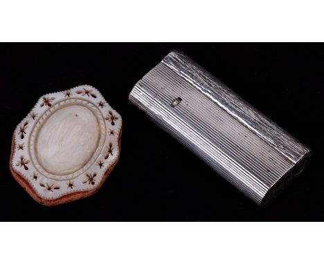 A silver plated Dunhill lighter together with a mother of pearl pin cushion