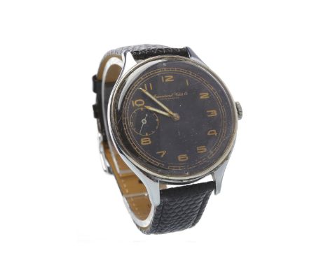 GENTLEMAN'S STAINLESS STEEL MANUAL WIND WRIST WATCH WITH INTERNATIONAL WATCH CO. SCHAFFHAUSEN DIALgeneric unsigned movement, 