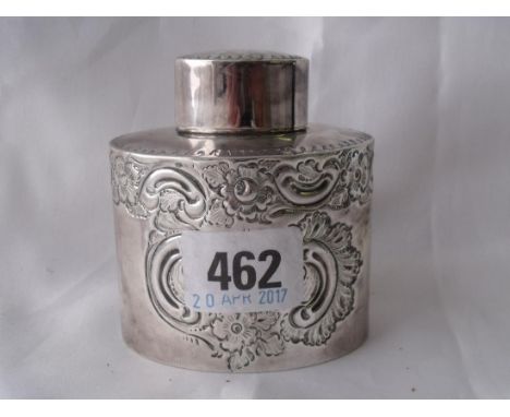 A tea caddy of oval section 2.75” wide  Sheff 1900 by HA  70g      