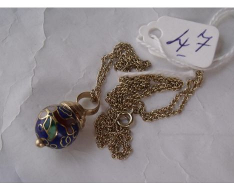 A heavy 9ct and enamel pendant on 9ct  neck chain 5.1g inc       