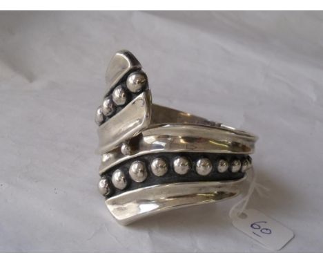 Designer F. Balladeres -Vintage wide hinged silver  bangle 26.6g        