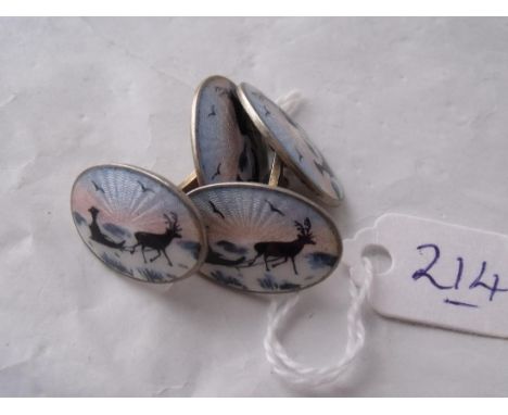 AKSEL HOLMSON NORWAY – a pair of enamel  and silver cuff links 6.7g       