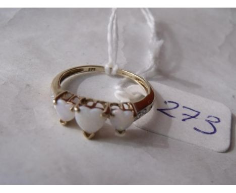 9ct opal triple heart ring 'M'      