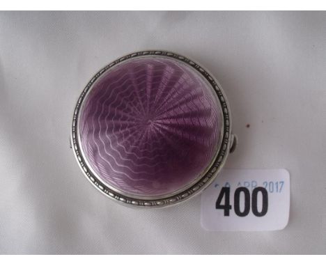 A compact with purple enamel panel  2” dia Birm 1929by C&      