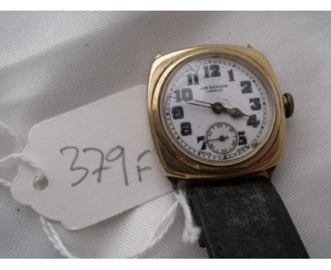 A vintage 9ct Benson gents small  square cased wrist watch      