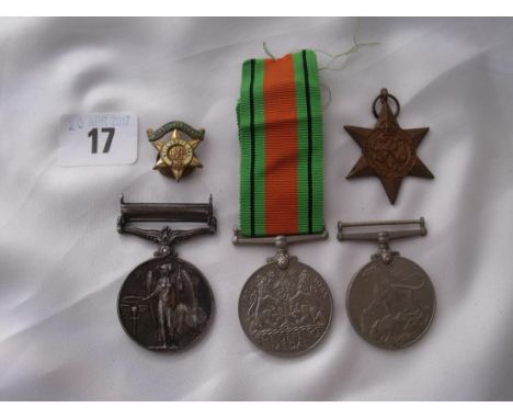 A group of medals – A General Service Medal withPalestine bar to PTE G.E. Epps of Loyal Reg. a DefenceMedal 1939/45 medal & a