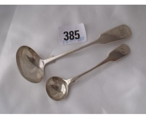 Exeter – Victorian fiddle pattern cream ladle  1869 by TS also a salt spoon 20g     
