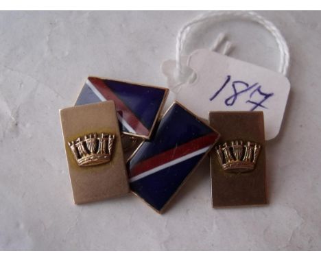 Pair 9ct enamel cufflinks 8.5g     