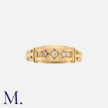 An Antique Diamond Gypsy Ring in yellow gold, set with five old cut diamonds to a stylised band.