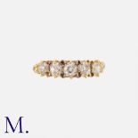 An Old Cut Diamond Five Stone Ring in 18k yellow gold , set with five graduated old cut diamonds