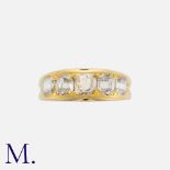 An Antique Diamond Gypsy Ring in yellow gold, set with five cushion-shaped old-cut diamonds,