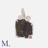 An Ancient Coin Pendant in 18k white gold, comprising an ancient coin, below a diamond set bail