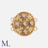 An Antique Diamond-Set Clasp in yellow gold, set with five rose cut diamonds in cut-down settings.