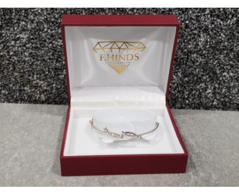 F.Hinds silver &amp; CZ bangle, 7.2g gross with original box