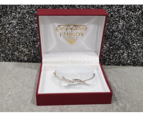 F.Hinds silver &amp; CZ bangle, 7.2g gross with original box