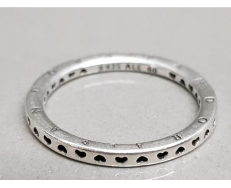 A silver Pandora heart design ring size R 1/2 2.4g