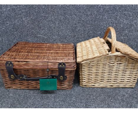 Wicker Thornton &amp; France Large festive hamper together with vintage wicker pic nic basket