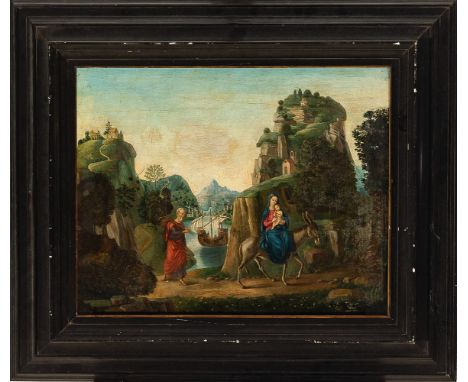 Adriaen Isenbrant (1490-1551)-circle, The flight into Egypt, oil on wooden panel. 58X68cm