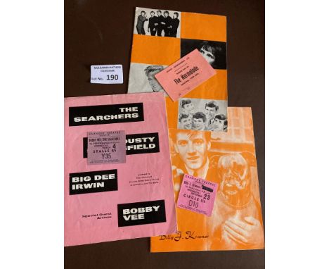 Records : Programmes - 1960s (3) all Gaumont Ipswich - Bobby Vee/Searchers inc ticket, Billy J Kramer inc ticket, plus anothe