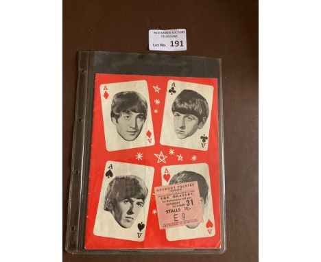 Records : Programmes - BEATLES 1964 Gaumont Ipswich concert programme &amp; ticket, prog does have page torn out but ticket i