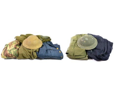 Two Second World War Brodie Helmets, one with desert camouflage, the liner stamped Acer-Rand,1942, the other with green paint