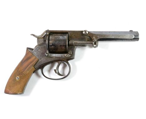 A Mid 19th Century .38 Rimfire Five Shot Revolver by James Calderwood, Sackville St., Dublin, with blued finish, the 12.5cm s