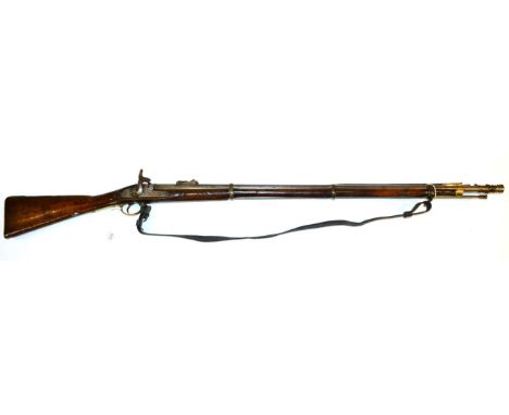 A Victorian Tower 1857 Percussion Three Band Musket, .650 calibre, the 99cm steel barrel with hinged ladder rear sight, the l