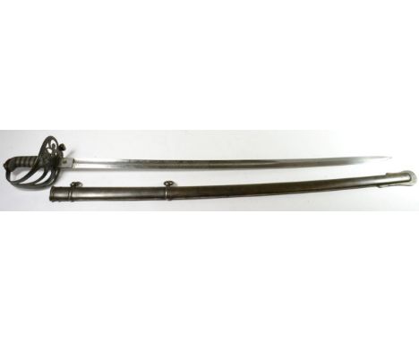 A Victorian 1827 Pattern Rifle Volunteer Sword, the etched, straight, single edge, fullered blade, length 83 cm, bearing crow