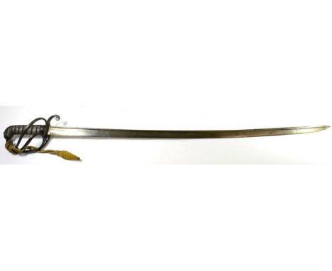 A William IV 1821 Pattern Light Cavalry Officer's Sword, each side of the 90.5 cm quill back steel blade etched with the crow