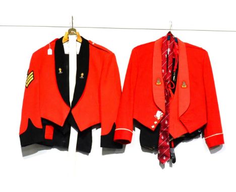 An Elizabeth II Mess Dress Uniform to a Sergeant, Royal Engineers, comprising scarlet jacket, black wool waistcoat and trouse